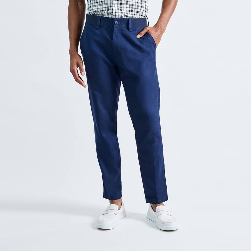 【送料無料】 ハガー メンズ カジュアルパンツ ボトムス Men's Haggar Comfort Luxe Straight-Fit Flat Front Linen Pants Navy