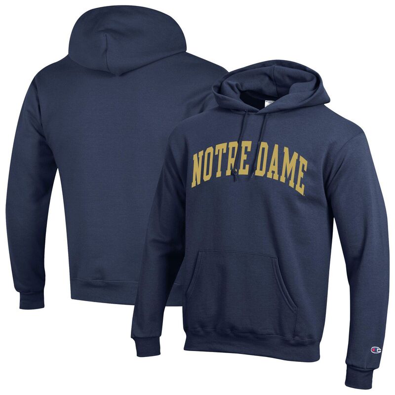 【送料無料】 チャンピオン メンズ Tシャツ トップス Men's Champion Navy Notre Dame Fighting Irish Basic Arch Fleece Pullover Hoodie Ntd Navy