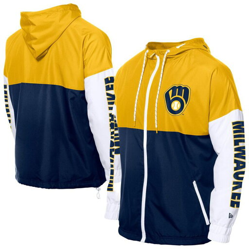 【送料無料】 ニューエラ メンズ ジャケット・ブルゾン アウター Men's New Era Navy/Gold Milwaukee Brewers Color Block Full-Zip Hoodie Windbreaker Brw Navy 【送料無料】 ニューエラ メンズ ジャケット・ブルゾン アウター Men's New Era Navy/Gold Milwaukee Brewers Color Block Full-Zip Hoodie Windbreaker Brw Navy