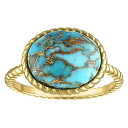 【送料無料】 Designs by Gioelli レディース リング アクセサリー Designs by Gioelli Gold Over Sterling Silver Copper Turquoise Bezel Ring Gold Tone(4)