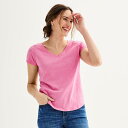 【送料無料】 ソノマ レディース Tシャツ トップス Women's Sonoma Goods For Life Everyday Short Sleeve V-Neck Tee Pink Sandal