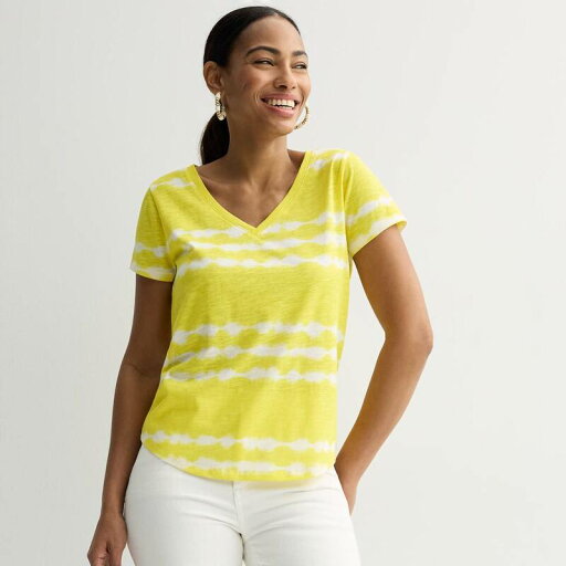 【送料無料】 ソノマ レディース Tシャツ トップス Women's Sonoma Goods For Life Everyday Short Sleeve V-Neck Tee Yellow Dye 【送料無料】 ソノマ レディース Tシャツ トップス Women's Sonoma Goods For Life Everyday Short Sleeve V-Neck Tee Yellow Dye