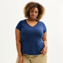 【送料無料】 ソノマ レディース Tシャツ トップス Plus Size Sonoma Goods For Life Everyday V-Neck T-Shirt Blue Beauty(4)