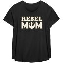 【送料無料】 ライセンス キャラクター レディース Tシャツ トップス Plus Size Star Wars Mother's Day Rebel Mom Scoop Hem Tee Black