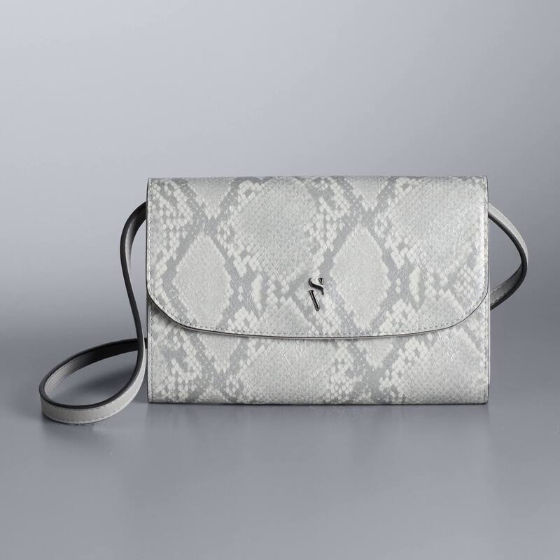 【送料無料】 ヴェラウォン レディース ハンドバッグ バッグ Simply Vera Vera Wang Signature Mini Crossbody Bag Bleached Grey Python