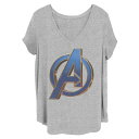 【送料無料】 ライセンス キャラクター レディース Tシャツ トップス Juniors' Plus Size Marvel Avengers: Endgame Movie Logo Graphic Tee Heather Gray