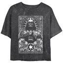 【送料無料】 スター ウォーズ レディース Tシャツ トップス Juniors' Star Wars Darth Vader Dark Side Tattoo Mineral Wash Graphic Tee Black