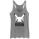 【送料無料】 ライセンス キャラクター レディース Tシャツ トップス Juniors' Pokemon Pikachu Number #025 Racerback Tank Top Gray Heather