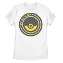 【送料無料】 ライセンス キャラクター レディース Tシャツ トップス Juniors' Pokemon Pokeball Badge Graphic Tee White