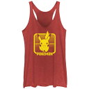 【送料無料】 ライセンス キャラクター レディース Tシャツ トップス Juniors' Pokemon Retro Digital Pikachu Racerback Tank Top Red Heather