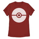【送料無料】 ライセンス キャラクター レディース Tシャツ トップス Juniors' Pokemon White Pokeball Logo Graphic Tee Red