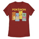 【送料無料】 ライセンス キャラクター レディース Tシャツ トップス Juniors' Pokemon Kanto Starter Team Graphic Tee Red