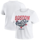 【送料無料】 ウェア バイ エリン アンドルーズ レディース Tシャツ トップス Women'sWEAR by Erin Andrews White Boston Red Sox Distressed Cropped Baby T-Shirt Rsx White