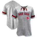 【送料無料】 プロファイル レディース Tシャツ トップス Women'sProfile Heather Gray Boston Red Sox Lace-Up Fleck T-Shirt Rsx Grey