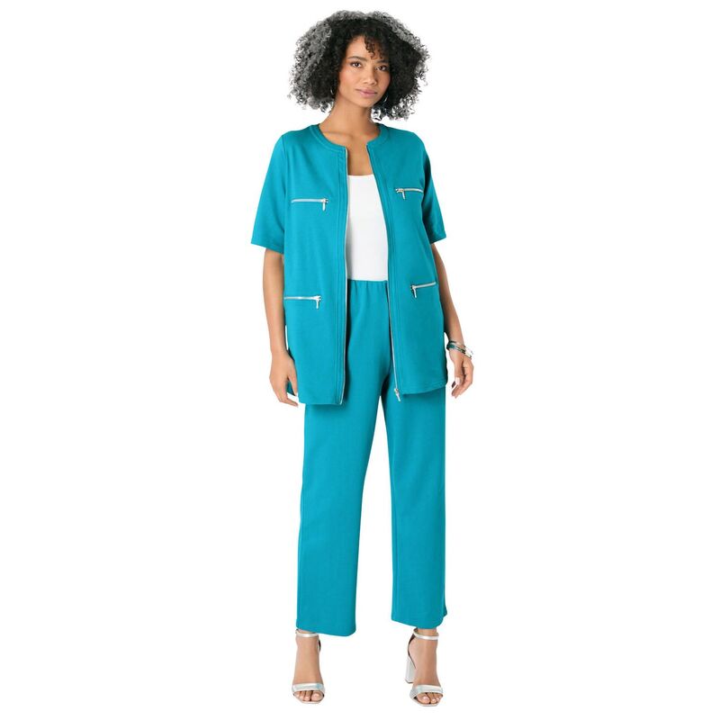 ReVida ŷԾŹ㤨֥ޥ ǥ ܥȥॹ 奢ѥ ץ饹 ѥ åץ Roaman's Women's Plusize French Terry Cropped Pant Deep Turquoise פβǤʤ18,980ߤˤʤޤ