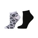 【送料無料】 ナトリ レディース 靴下 アンダーウェア Natori Bohemian Florals Shorties Socks 2-pack White Black