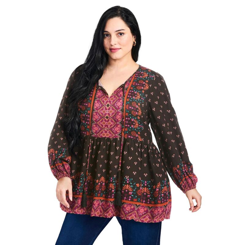 【送料無料】 アベニュー レディース シャツ トップス Avenue Women's Plus Size Cara Blouson Peasant Blouse Boho Bliss(4)