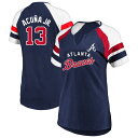 【送料無料】 プロファイル レディース Tシャツ トップス Women'sProfile Ronald Acua Jr. Navy Atlanta Braves Plus Size Name & Number Raglan T-Shirt Brv Navy