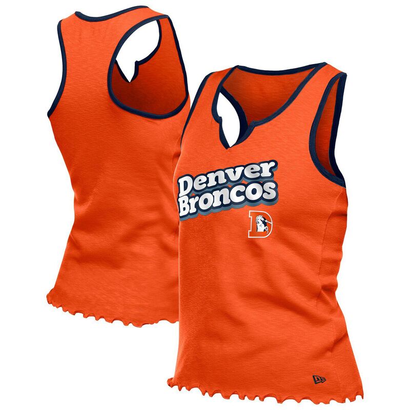 【送料無料】 ニューエラ レディース Tシャツ トップス Women'sNew Era Orange Denver Broncos Lettuce Hem Notch Neck Tri-Blend Tank Top Den Orange(4)