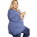 【送料無料】 アベニュー レディース Tシャツ トップス Avenue Women's Plus Size Jade Longline Zip Top Riviera
