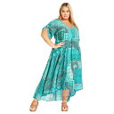 【送料無料】 アベニュー レディース ワンピース トップス Avenue Women's Plus Size Val Border Print Dress Ca...