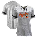 【送料無料】 プロファイル レディース Tシャツ トップス Women'sProfile Heather Gray Baltimore Orioles Lace-Up Fleck T-Shirt Orl Grey