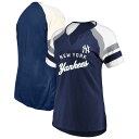 【送料無料】 プロファイル レディース Tシャツ トップス Women's Profile Navy New York Yankees Arched Notch Neck T-Shirt Ynk Navy