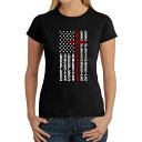 【送料無料】 エルエーポップアート レディース Tシャツ トップス Cross Flag - Women's Word Art T-Shirt Black