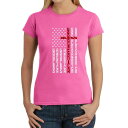 【送料無料】 エルエーポップアート レディース Tシャツ トップス Cross Flag - Women's Word Art T-Shirt Pink