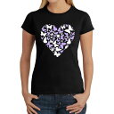 【送料無料】 エルエーポップアート レディース Tシャツ トップス Butterfly Heart - Women's Word Art T-Shirt Bla...