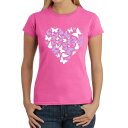 【送料無料】 エルエーポップアート レディース Tシャツ トップス Butterfly Heart - Women's Word Art T-Shirt Pin...