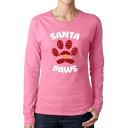 【送料無料】 エルエーポップアート レディース Tシャツ トップス Santa Paws - Women's Word Art Long Sleeve T-Shirt Pink