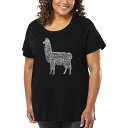 【送料無料】 エルエーポップアート レディース Tシャツ トップス Women's Plus Size Word Art T-shirt - Llama Mama Black(4)