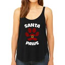 【送料無料】 エルエーポップアート レディース Tシャツ トップス Santa Paws - Women's Premium Word Art Flowy Tank Top Black