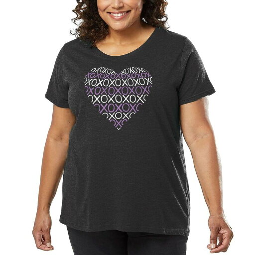 【送料無料】 エルエーポップアート レディース Tシャツ トップス Women's Plus Size Word Art T-shirt - XOXO Heart Grey 【送料無料】 エルエーポップアート レディース Tシャツ トップス Women's Plus Size Word Art T-shirt - XOXO Heart Grey