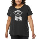 【送料無料】 エルエーポップアート レディース Tシャツ トップス Women's Plus Size Word Art T-shirt - Pug Life ...