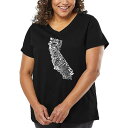 【送料無料】 エルエーポップアート レディース Tシャツ トップス Women's Plus Size Word Art V-Neck - California State Black(4)