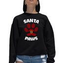 【送料無料】 エルエーポップアート レディース Tシャツ トップス Santa Paws - Women's Word Art Crewneck Sweatshirt Black