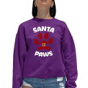 【送料無料】 エルエーポップアート レディース Tシャツ トップス Santa Paws - Women's Word Art Crewneck Sweatshirt Purple