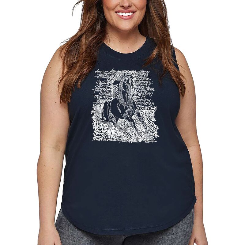ReVida ŷԾŹ㤨̵֡ 륨ݥåץ ǥ T ȥåץ Women's Plus Size Word Art Tank Top - POPULAR HORSE BREEDS NavyפβǤʤ8,480ߤˤʤޤ
