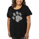 【送料無料】 エルエーポップアート レディース Tシャツ トップス Women's Plus Size Word Art T-shirt - Dog Paw Black(4)