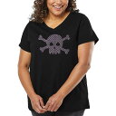 【送料無料】 エルエーポップアート レディース Tシャツ トップス Women's Plus Size Word Art V-Neck - XOXO Skull Black(4)
