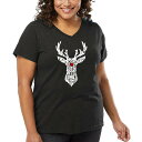 【送料無料】 エルエーポップアート レディース Tシャツ トップス Women's Plus Size Word Art V-Neck - Santa's Reindeer Grey