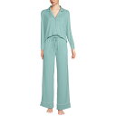 【送料無料】 ランズエンド レディース ナイトウェア アンダーウェア Women's Lands' End 2-Piece Pajama Top & Pajama Pants Sleep Set Misty Aqua