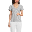 【送料無料】 ランズエンド レディース Tシャツ トップス Women's Lands' End Flutter Sleeve V-Neck Tee White...