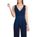 【送料無料】 ランズエンド レディース Tシャツ トップス Women's Lands' End Lightweight Jersey Peplum V-Nec...