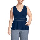【送料無料】 ランズエンド レディース Tシャツ トップス Plus Size Lands' End Lightweight Peplum V-Neck Tan...