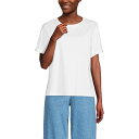 【送料無料】 ランズエンド レディース Tシャツ トップス Petite Lands' End Oversized Short Sleeve Crew Neck...