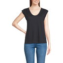 【送料無料】 ランズエンド レディース Tシャツ トップス Women's Lands' End Cap Sleeve Shoulder T-Shirt Bla...