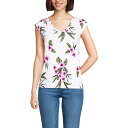 【送料無料】 ランズエンド レディース Tシャツ トップス Women's Lands' End Cap Sleeve Shoulder T-Shirt Whi...